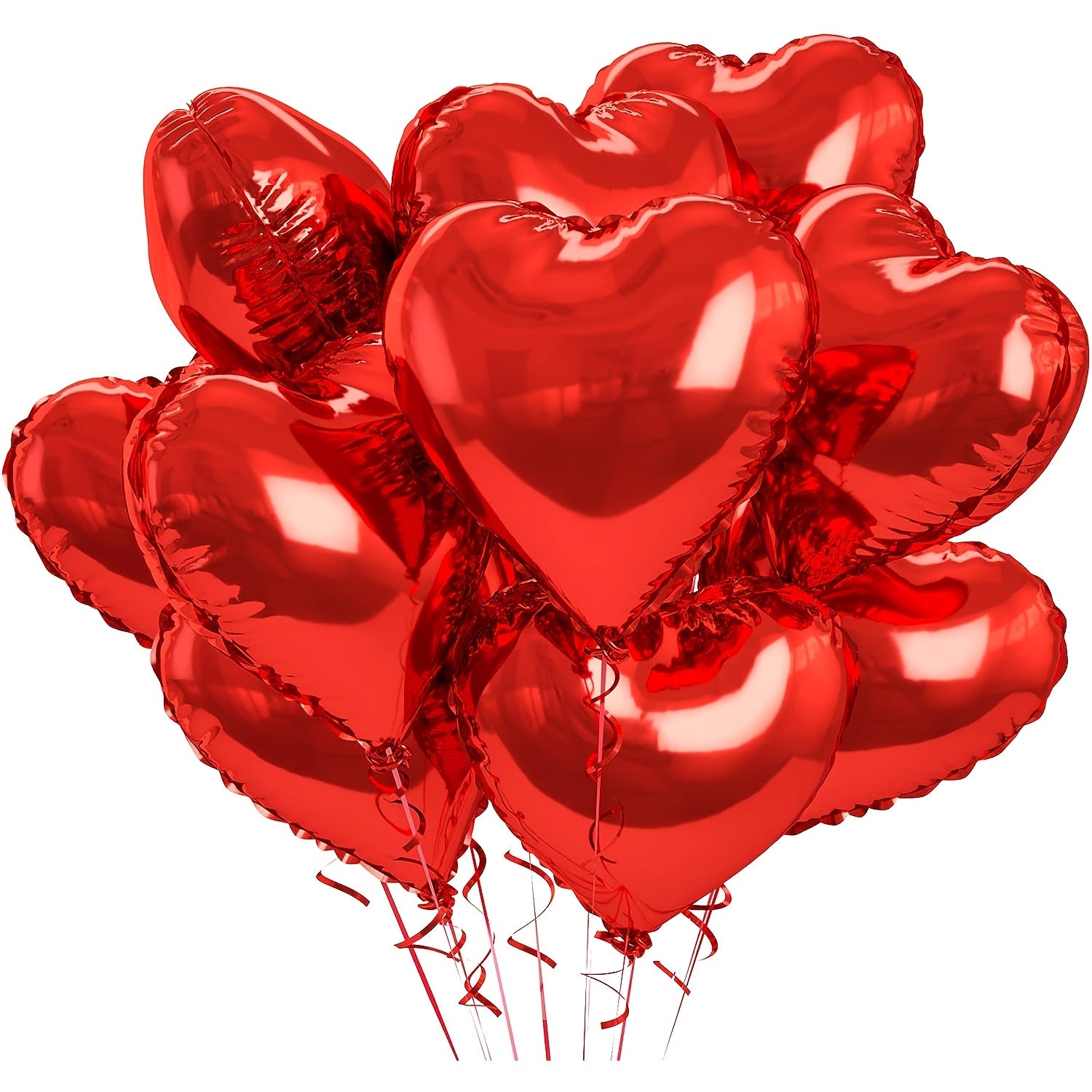 10-Pack Heart-Shaped Aluminum Foil Balloons for Valentine's Day Birthdays and Celebrations