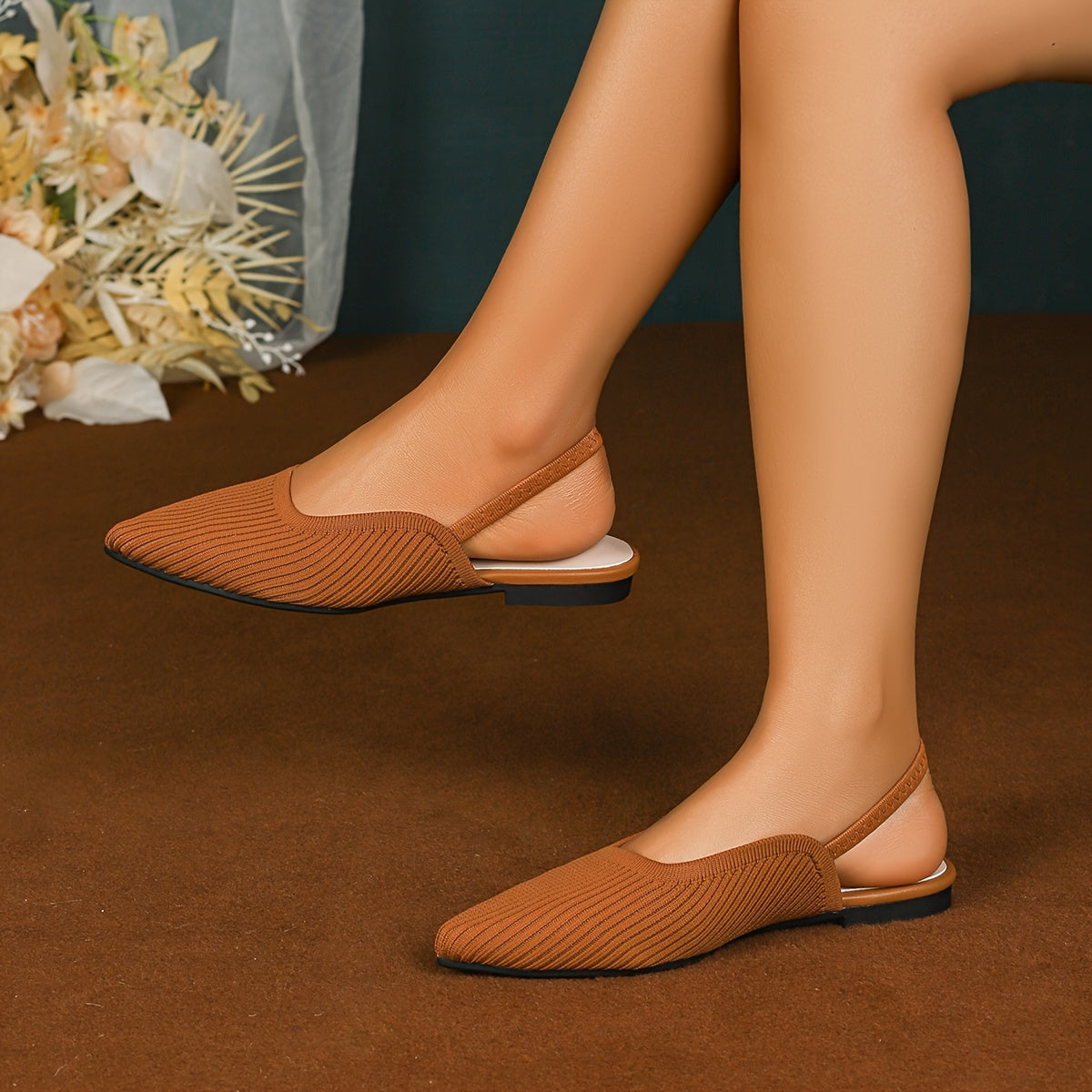 Women Flat Sandals Breathable Fabric Pointed Toe Strappy Summer Shoes