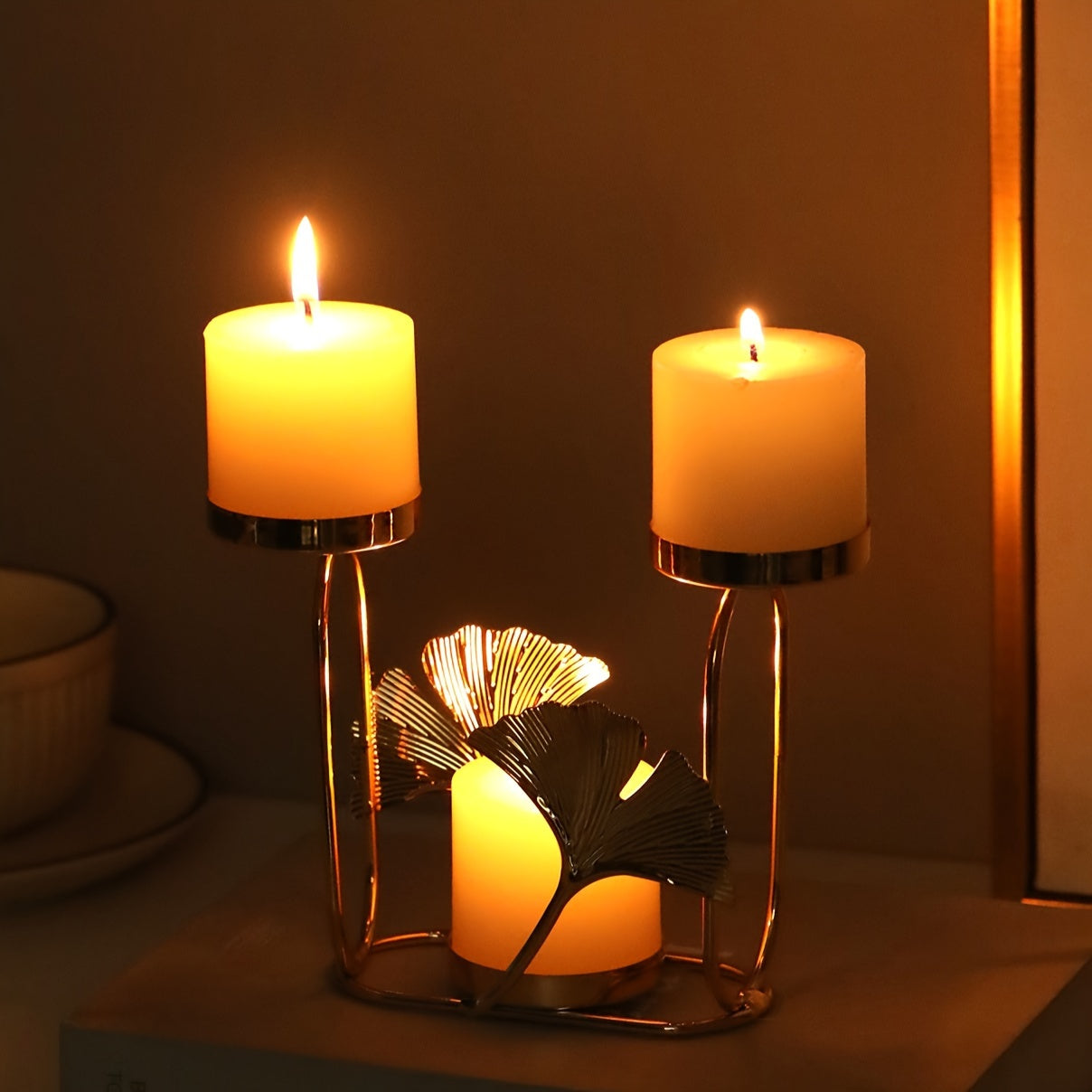 Ginkgo Leaf Candle Holder for Dinner Parties and Home Decor