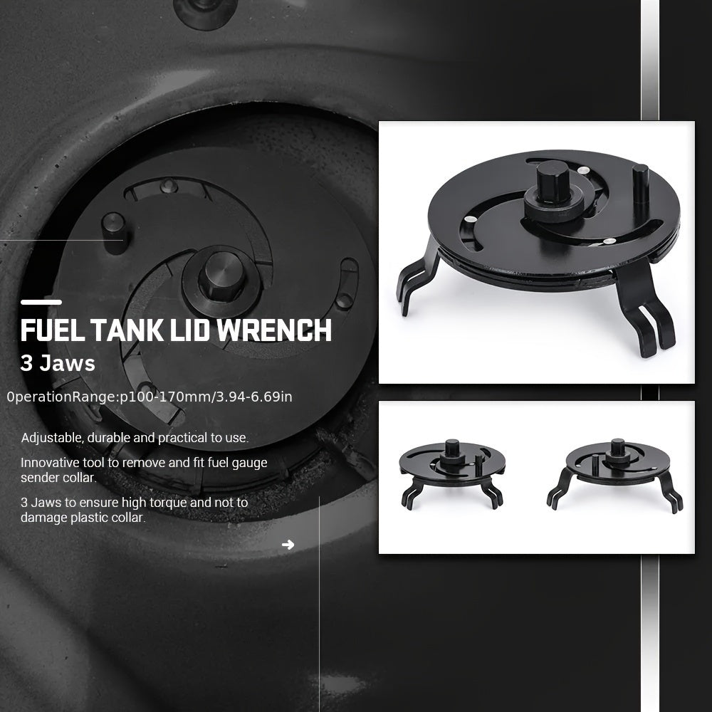Universal 3-in-1 Fuel Tank Cap Wrench Adjustable Steel Open End Spanner