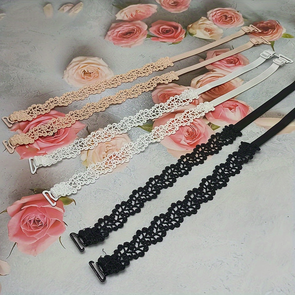 Women's Adjustable Floral Bra Straps in Beige White Black Polyester Lingerie Accessories