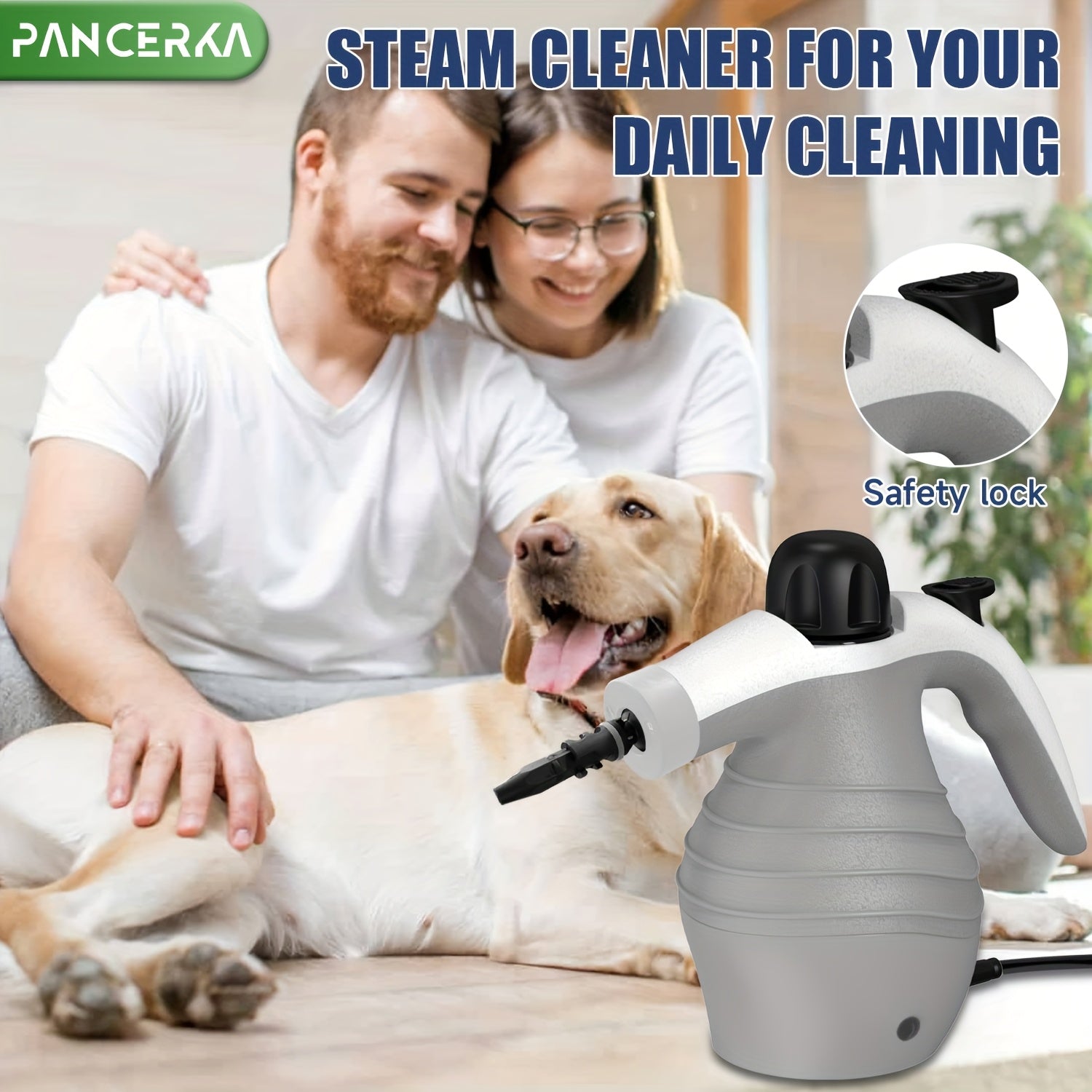 PANCERKA Elektrik Bug' tozalagichi 9 ta aksessuar tozalash qismlari, yuqori haroratda sanitariya mopi va qo'l bilan ishlatiladigan qopqoq bilan, gilamlar, pardalar, pollar va derazalar uchun ideal. EU ulagichi.