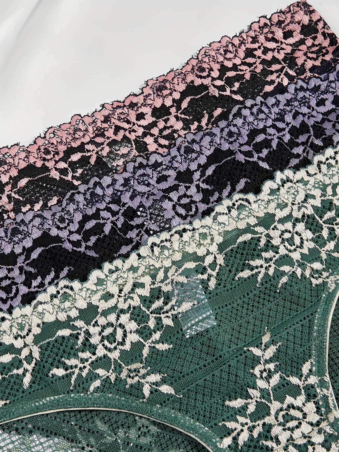 Women’s Lace Briefs 3-Pack Contrast Color Block Breathable Stretchy Underwear