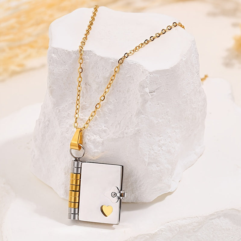 Zamonaviy juftliklar uchun zanglamas po'latdan yasalgan kitob pendanti bilaguzuk.