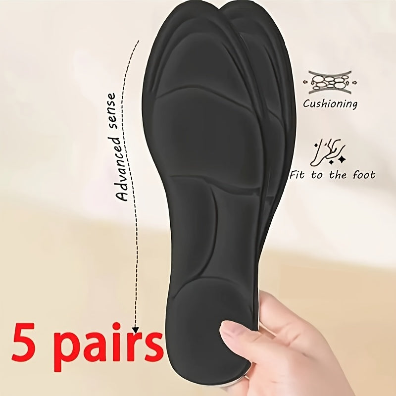 5D massaj insoles to'plami, 5 juftlik, nafas oladigan, shokni yutadigan, qulay poyabzal ichki qismi