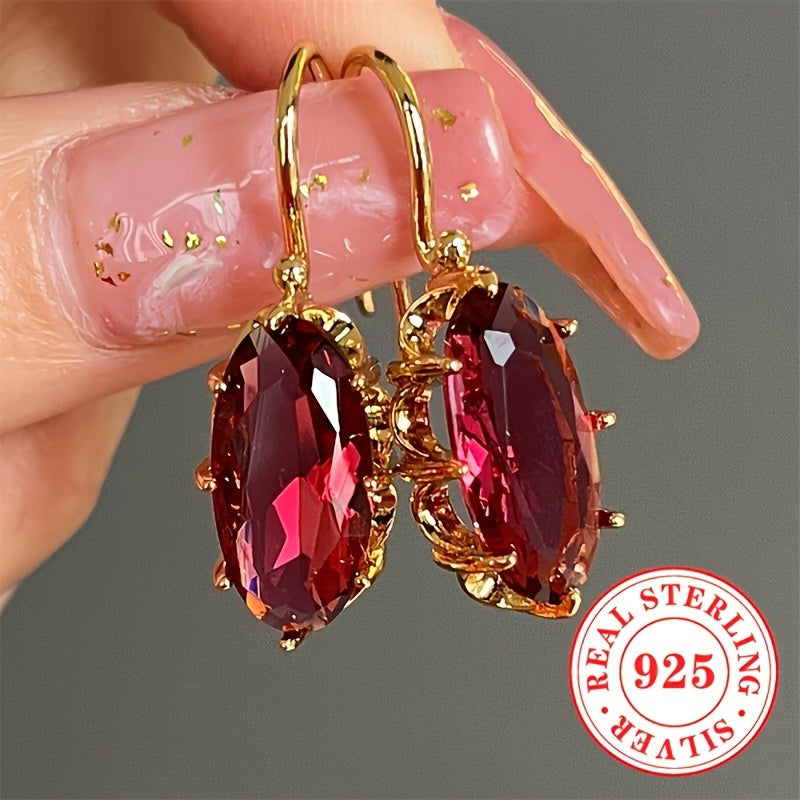 Sterling Silver Dangle Earrings with Synthetic Sapphire for Weddings Engagements