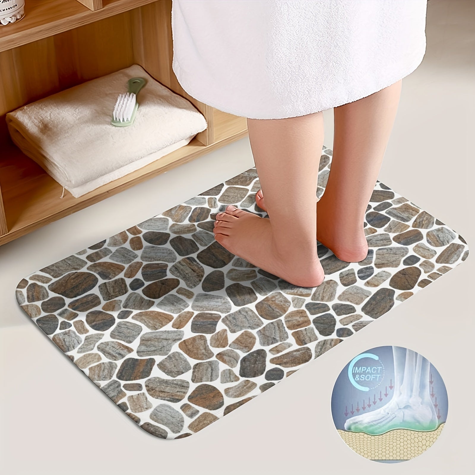 Two-Piece Microfiber Bathroom Rugs Non-Slip Absorbent Woven Polyester