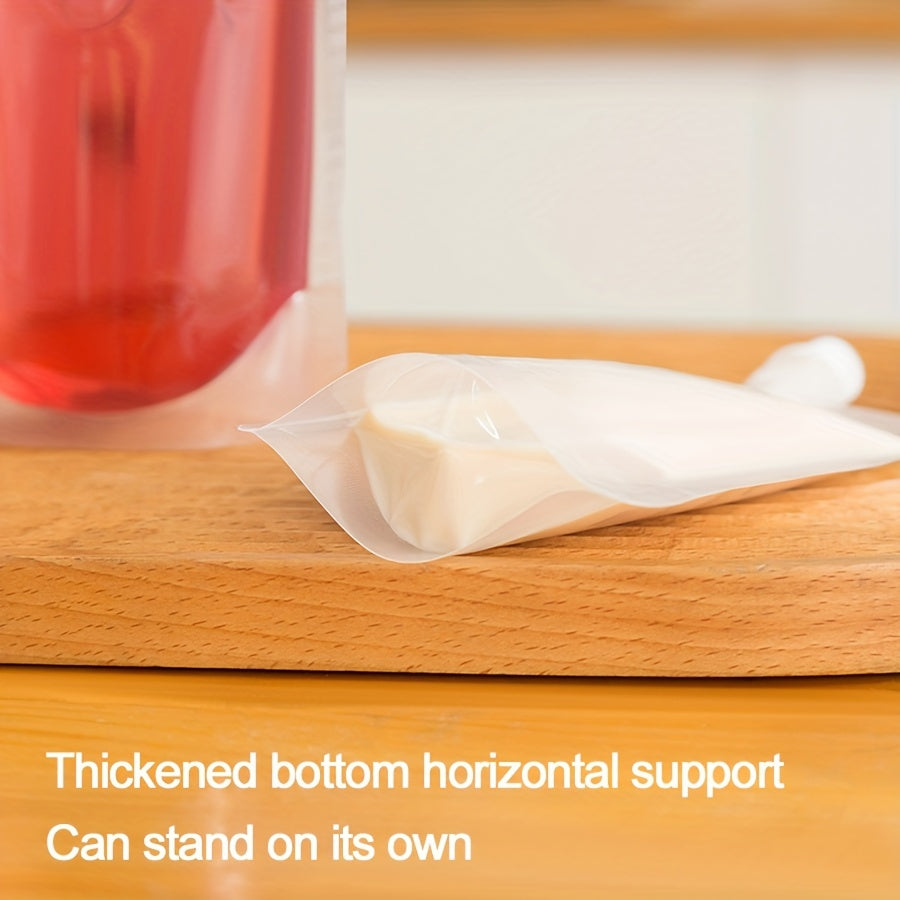 Set of 10 Clear Plastic Drink Pouches with Nozzle Leak-Proof Juice Bags for Smoothies