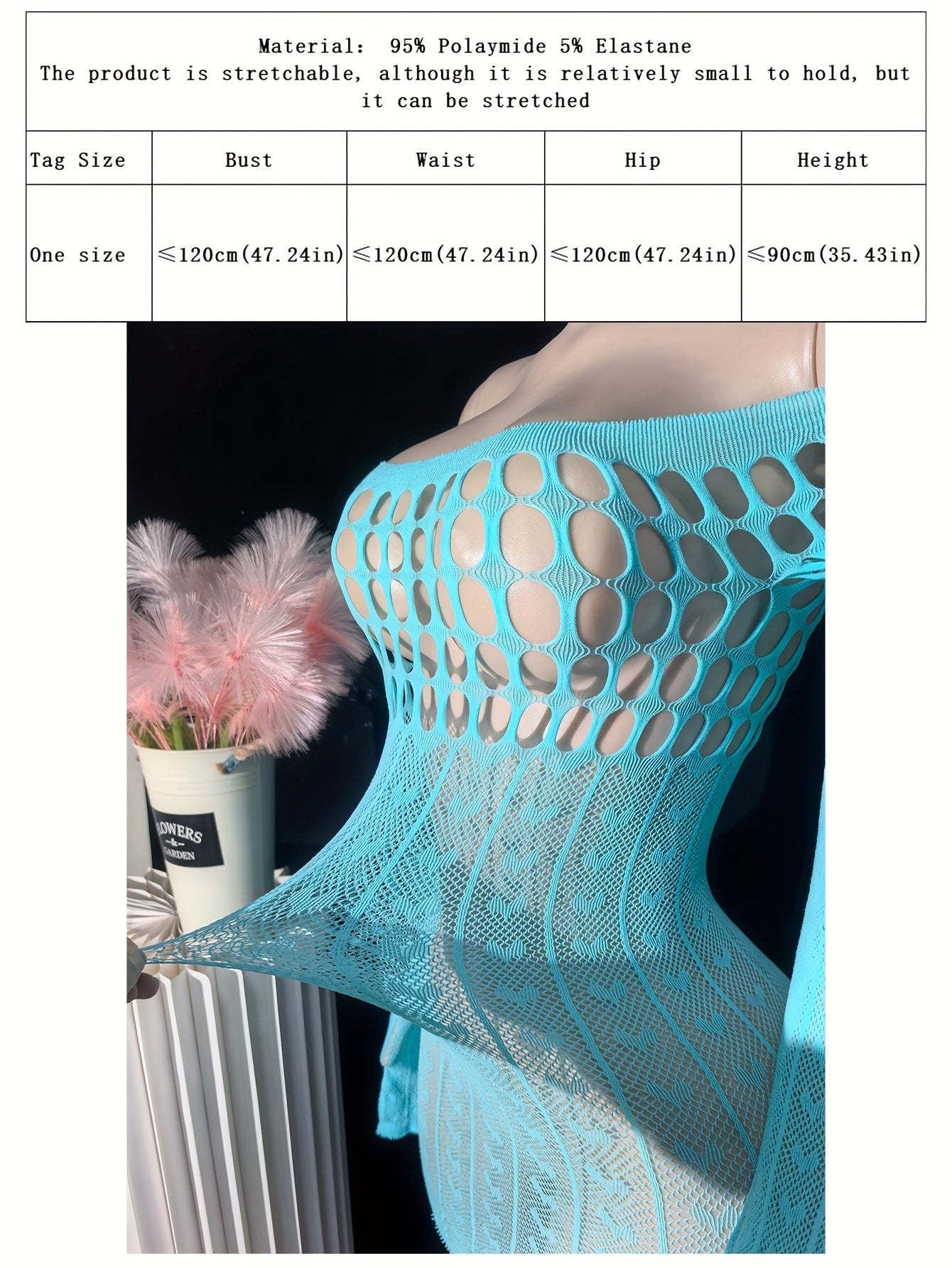 Women's See-Through Lingerie Cover Up Long Sleeve Fishnet Bodycon Dress Plus Size