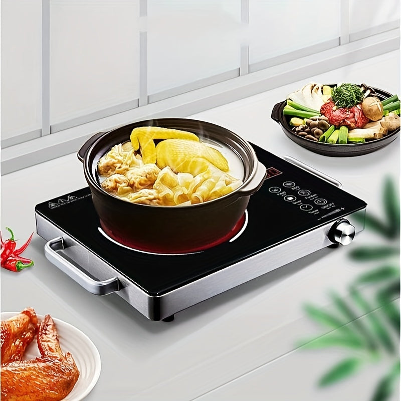 Портативная индукционная плита из керамики мощностью 3500 Вт с многоуровневым нагревом и ручками против ожогов