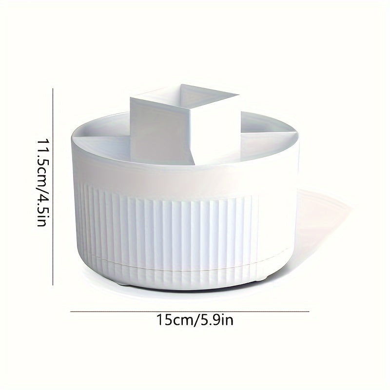 360° Rotating Makeup Organizer for Brushes Pens Accessories White Plastic Vanity Office School