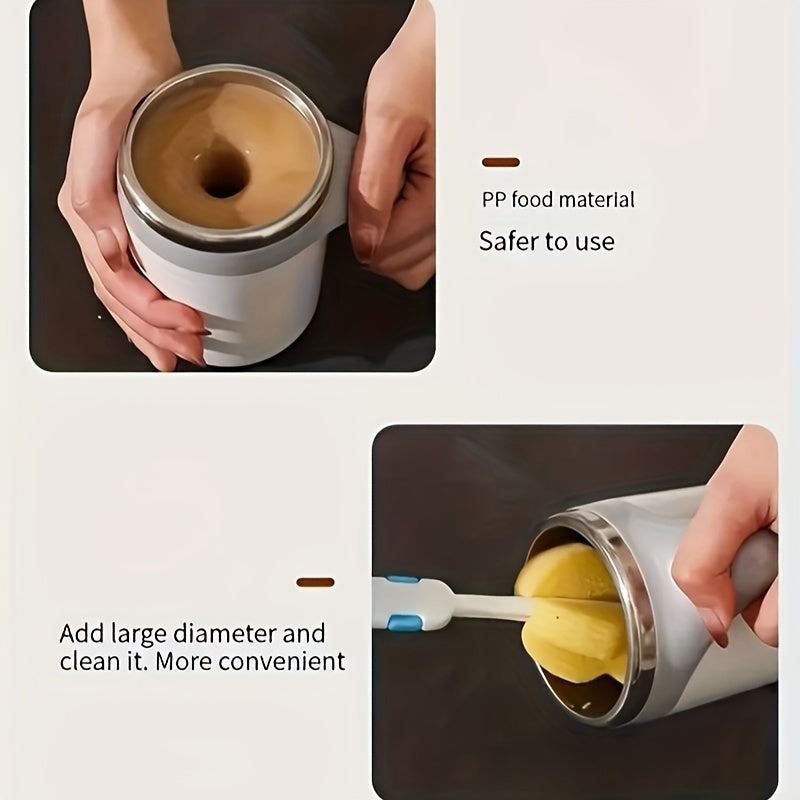 Stainless Steel Self-Stirring Coffee Mug Compact Reusable Travel Cup