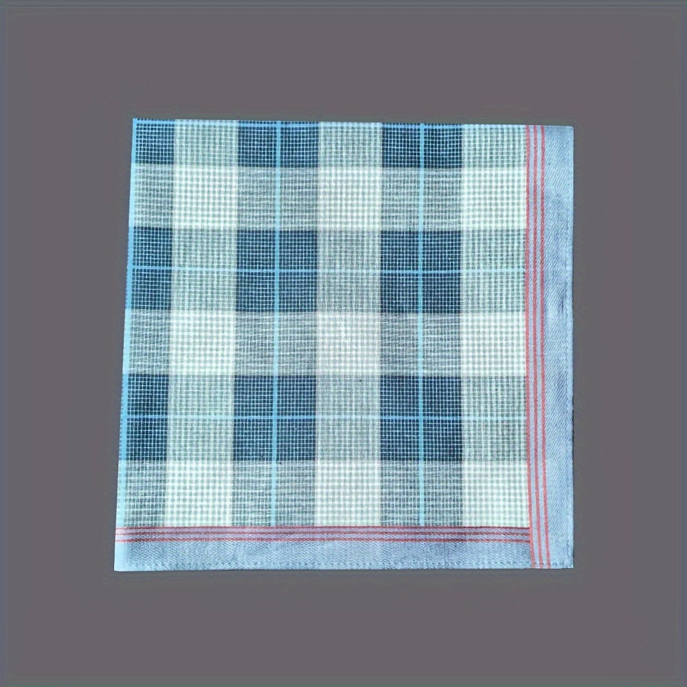 Set of 3 Woven Cotton Handkerchiefs with Yarn-Dyed Stripes Lightweight and Washable 39.62cm Square
