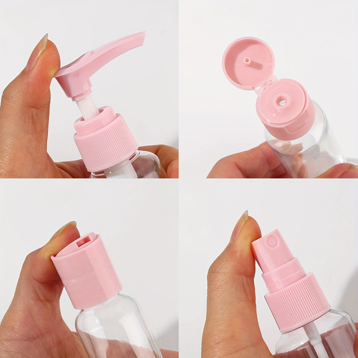 Juego de botellas recargables de tamaño de viaje con 10 botellas de plástico vacías para artículos de aseo y accesorios