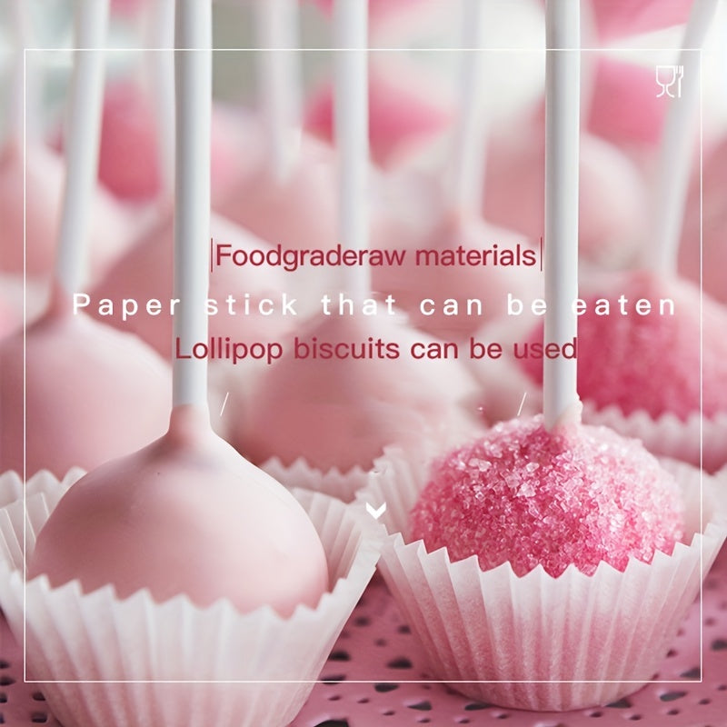 100 White Kraft Paper Cake Pop Sticks for Baking and Decorating