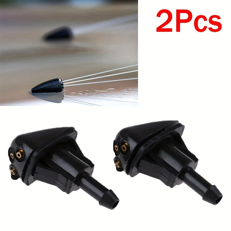2pcs Black Waterproof Windshield Wiper Nozzles for Cars Durable Plastic