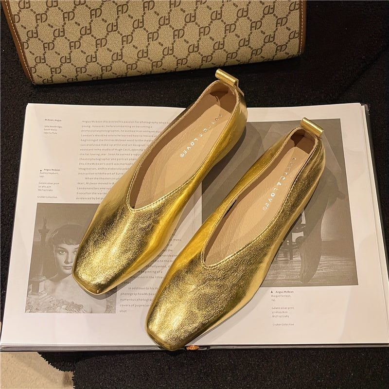 Zapatos femeninos vintage Mary Jane con punta cuadrada, de cuero sintético, con slip-on, para todas las estaciones