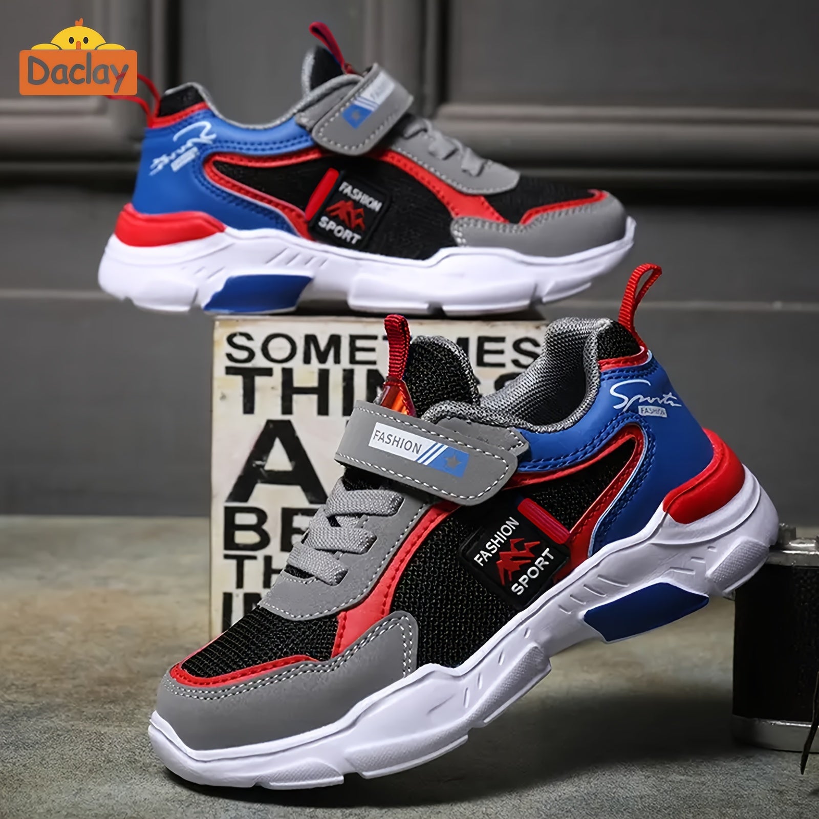 Zapatillas deportivas para niños con malla transpirable, cierre de velcro, aptas para todas las estaciones, suela duradera de PU