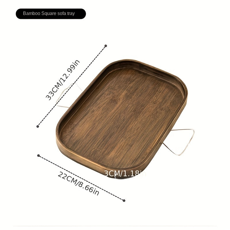 Mesa lateral plegable con clip para brazos de sofá con marco de bambú y metal