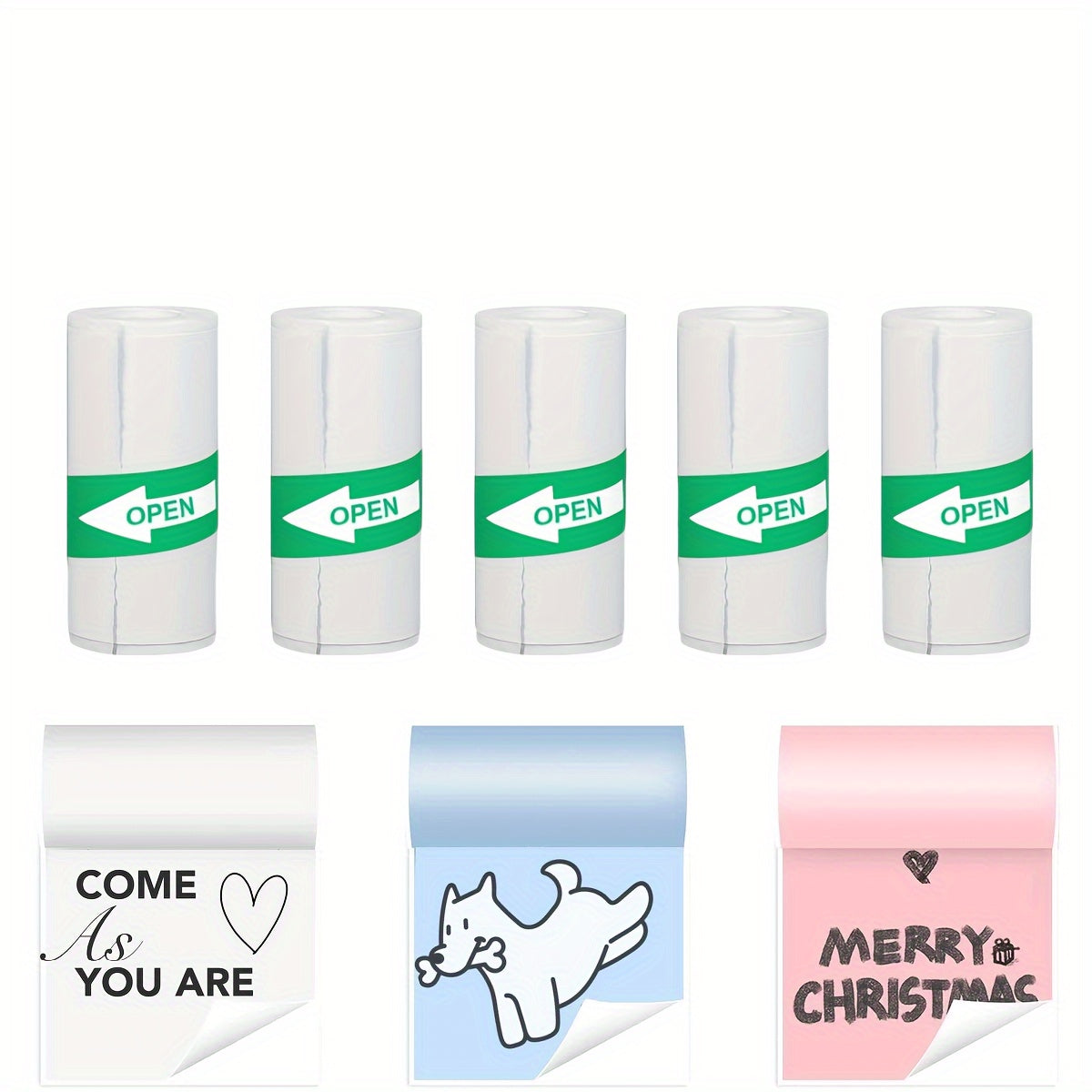 Rang-barang yopishqoq stiker rulolari 57x25mm yaltiroq, kompostlanadigan, mini printerlar uchun fotosuratlar, eslatmalar