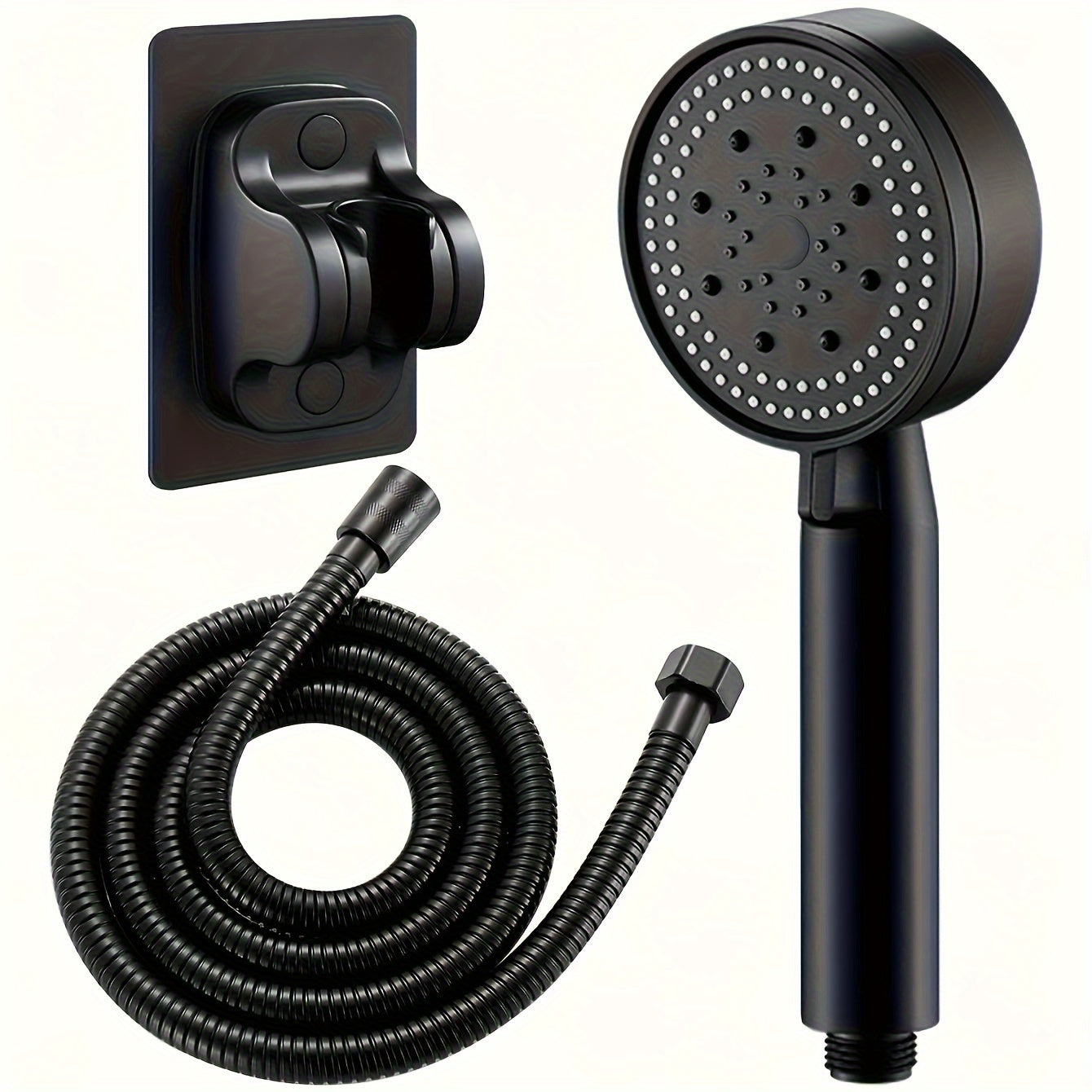 High-Pressure Water-Saving Shower Head with Adjustable Bracket and Flexible Hose