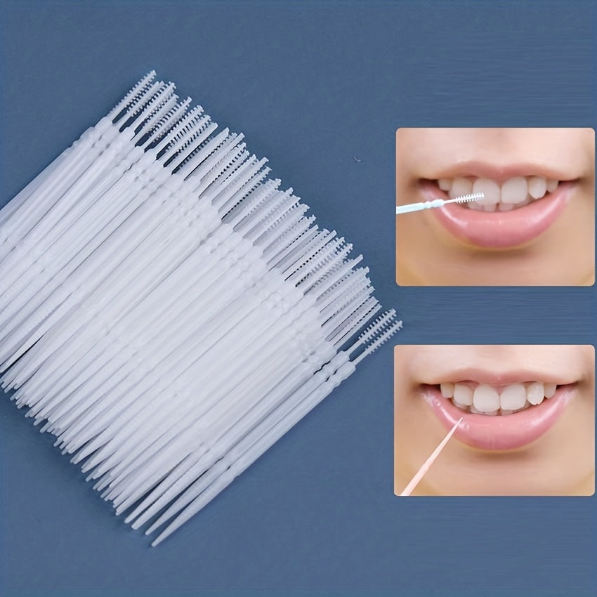 100 Pack Double-Head Interdental Toothbrushes for Oral Cleaning
