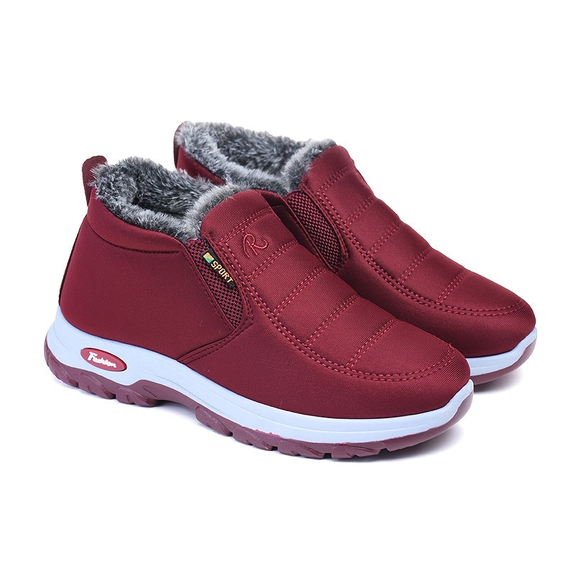 Women's Faux Fur Lined Ankle Boots Slip-On Winter Snow Casual Shoes
