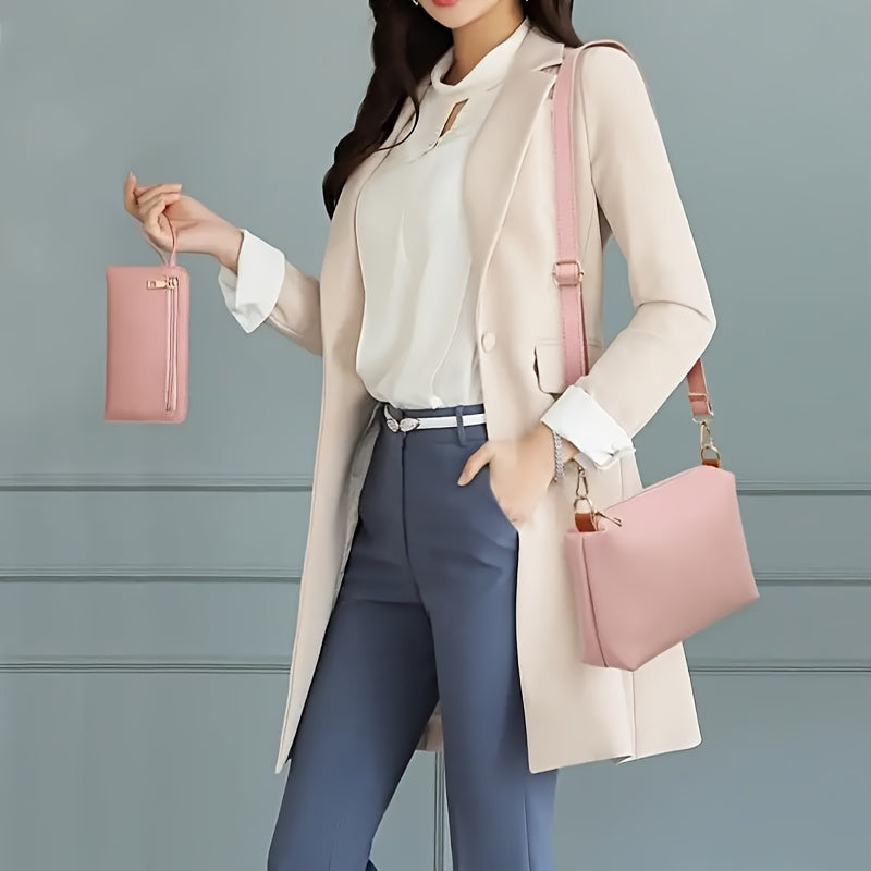 Women's Handbag Set 4-Piece Water-Resistant PU Tote Messenger Wallet Pouch