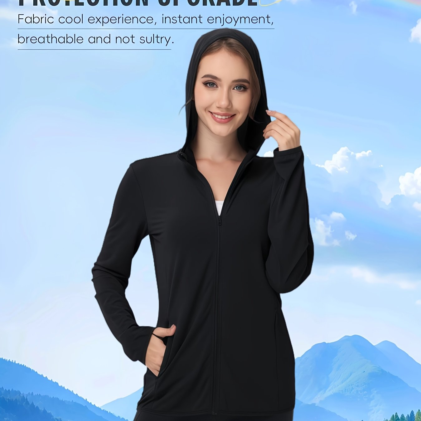 Plus Size Women's Lightweight Breathable Hooded Jacket for Outdoor Activities