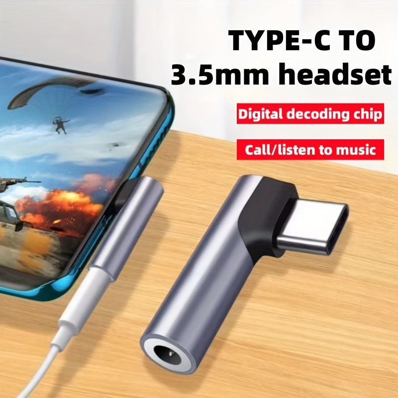 Type-C to 3.5mm Headphone Adapter Digital Decoding Chip Compatible with Smartphones and Laptops