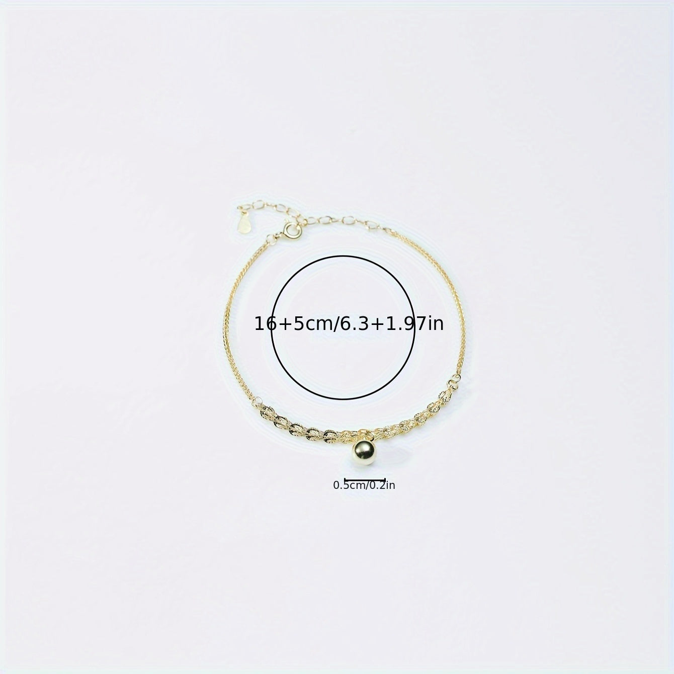 Sterling Silver Bead Chain Bracelet for Women with 18K Gold Plating Adjustable Jewelry