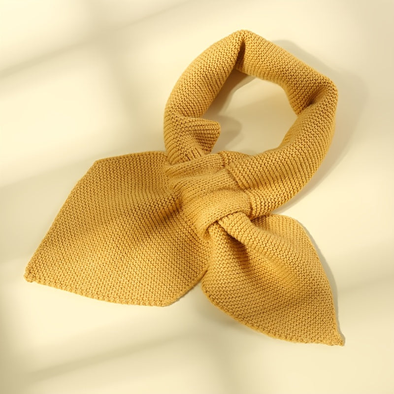 Ayollar uchun qattiq rangli to'qilgan o'zaro bog'langan sharf, qishki issiq aksessuar