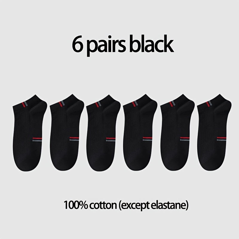 Men's Cotton Blend Ankle Socks 6 Pairs Lightweight Breathable Stretch Comfort