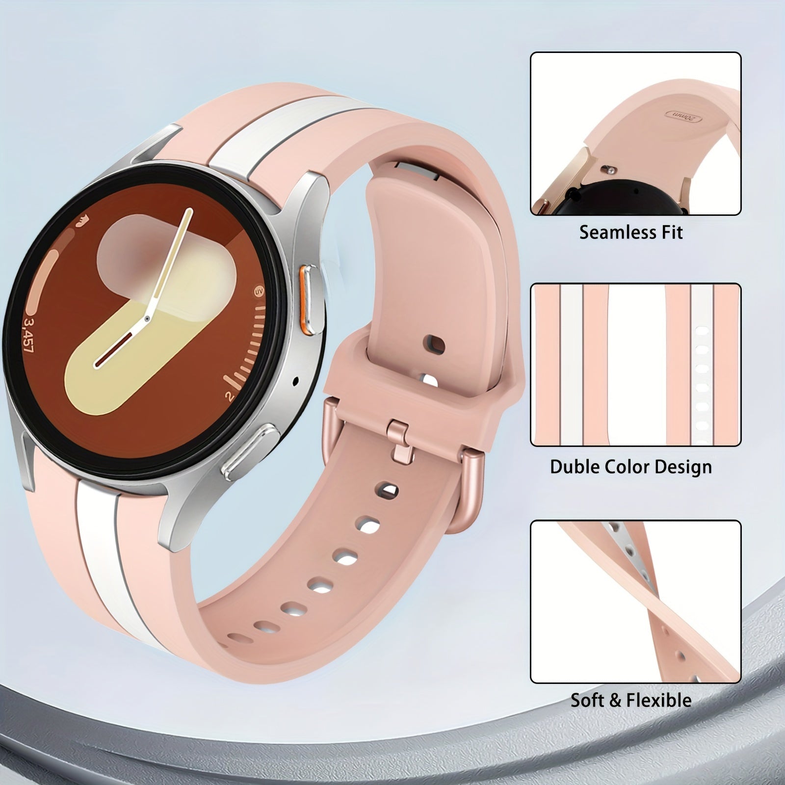 Soft Silicone Sport Watch Band for Men Women Compatible with Samsung Galaxy Watch 4 5 6 7