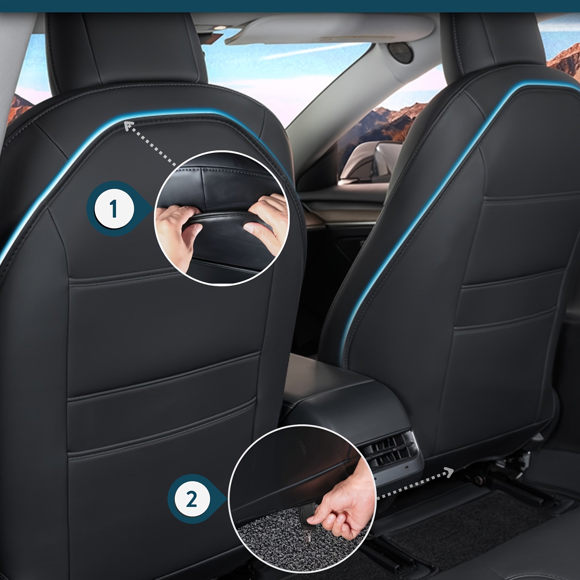 Set of 2 Faux Leather Seat Protectors for Tesla Model 3/Y and Highland