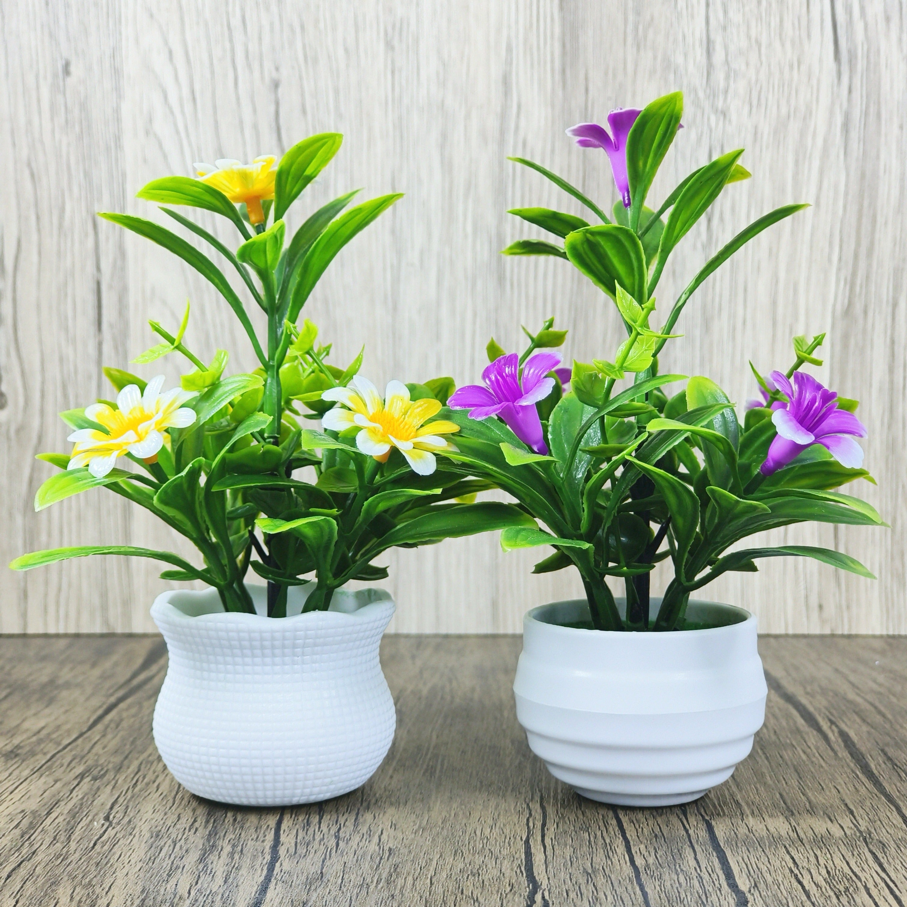 Artificial Chrysanthemum Plants 2-Pack Faux Flowers for Weddings Home Office Decor