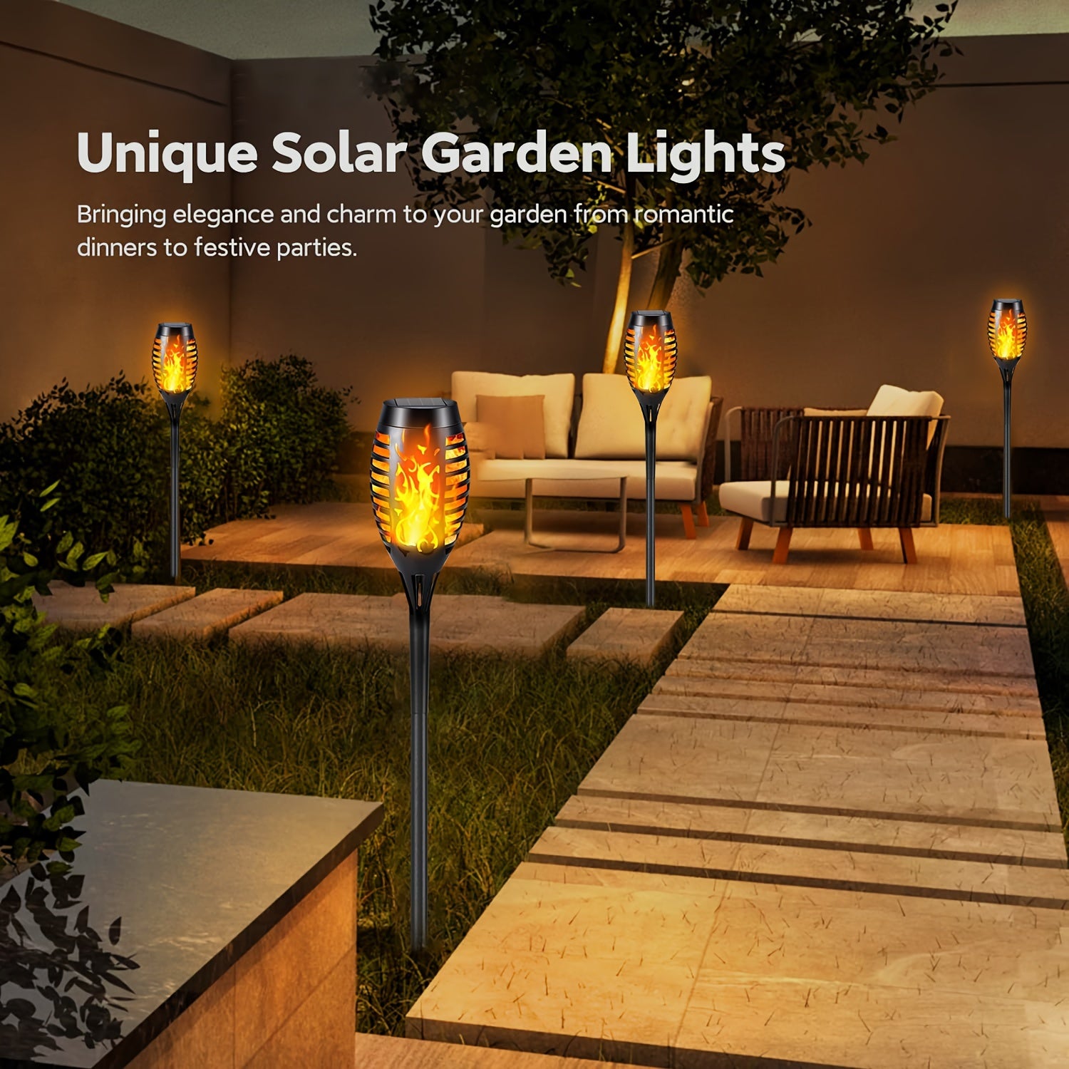 4/8/12pcs Solar Flickering Flame Garden Lights Outdoor Landscape Pathway Yard Driveway Waterproof