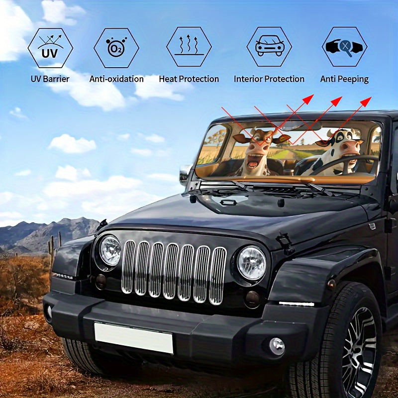 Kulgu bilan sigir avtomobil quyosh nuri himoyachisi shisha oynasi himoyachisi Polyester tolasi 1ta ichki aksessuarlar