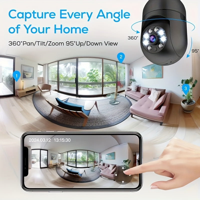 1080P WiFi Security Camera with Night Vision Pan Tilt Two-Way Audio for Home Surveillance