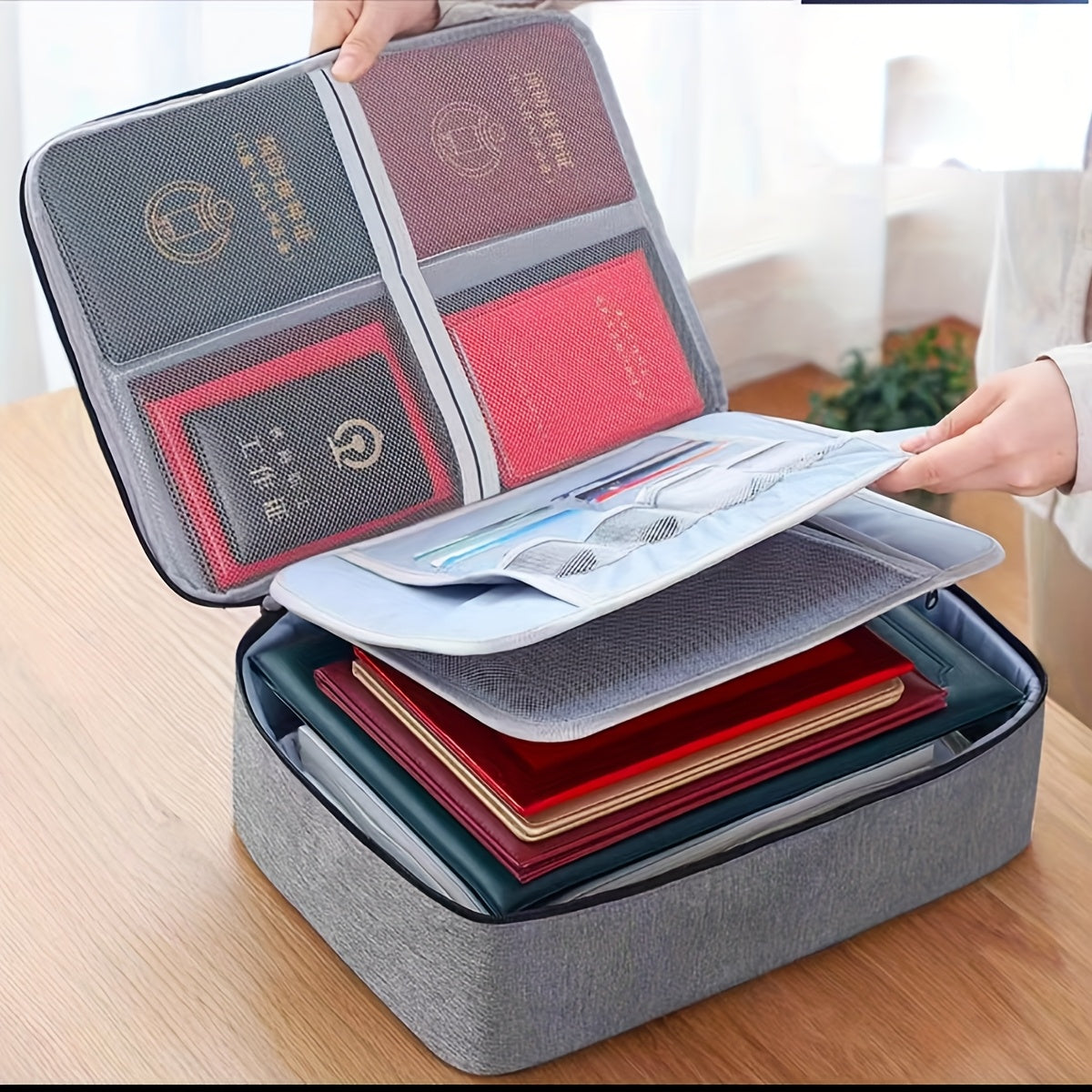 Large Capacity Multi-Layer Polyester Document Organizer for Credit Cards and Files