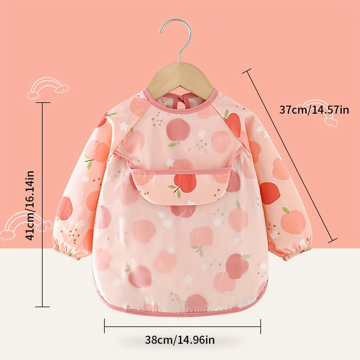 Waterproof Reversible Dining Bib for Babies with Long Sleeves, Breathable and Comfortable