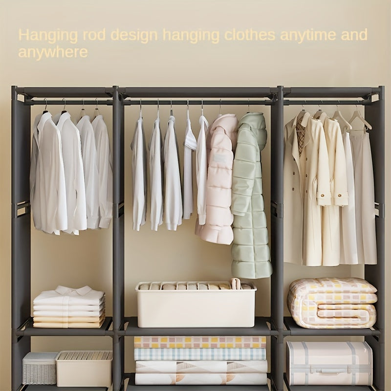 Gran perchero de metal negro con ganchos y estantes para dormitorio y entrada