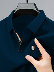 Men's Summer Polyester Golf Shirt with Striped Graphic Print Short Sleeve Casual Lapel