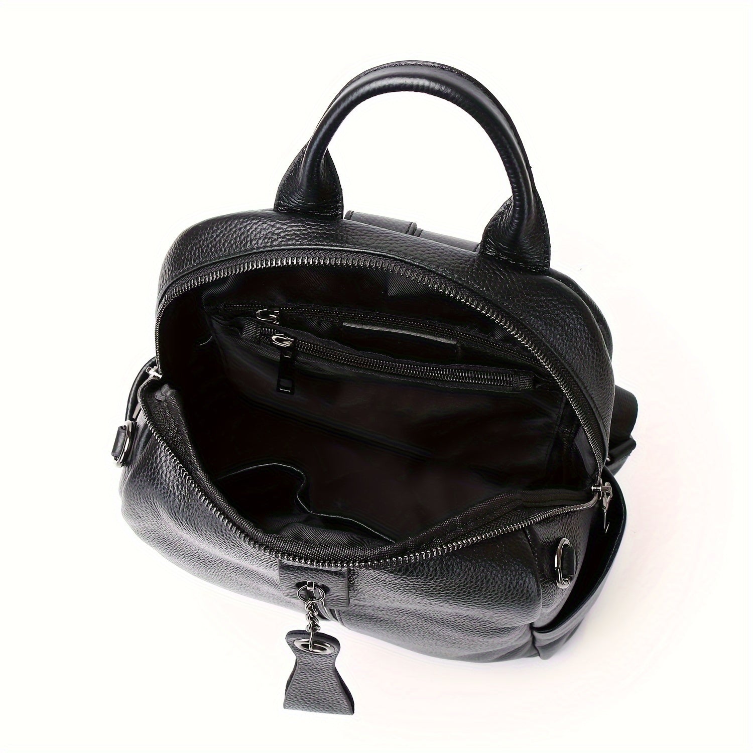 Women's Genuine Leather Backpack Anti-Theft Large Capacity Korean Style Black