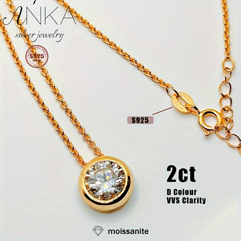 Sterling Silver Jewelry Set with Moissanite 2CT VVS Necklace and Ring