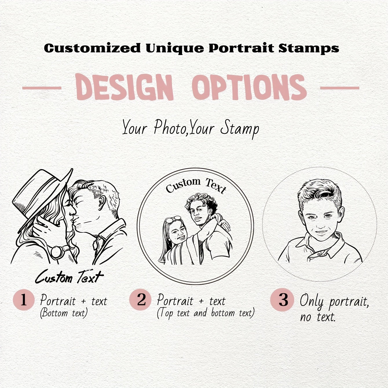 Personalized Wooden Stamp Set with Gift Box Custom Photo and Text Designs for Gifts