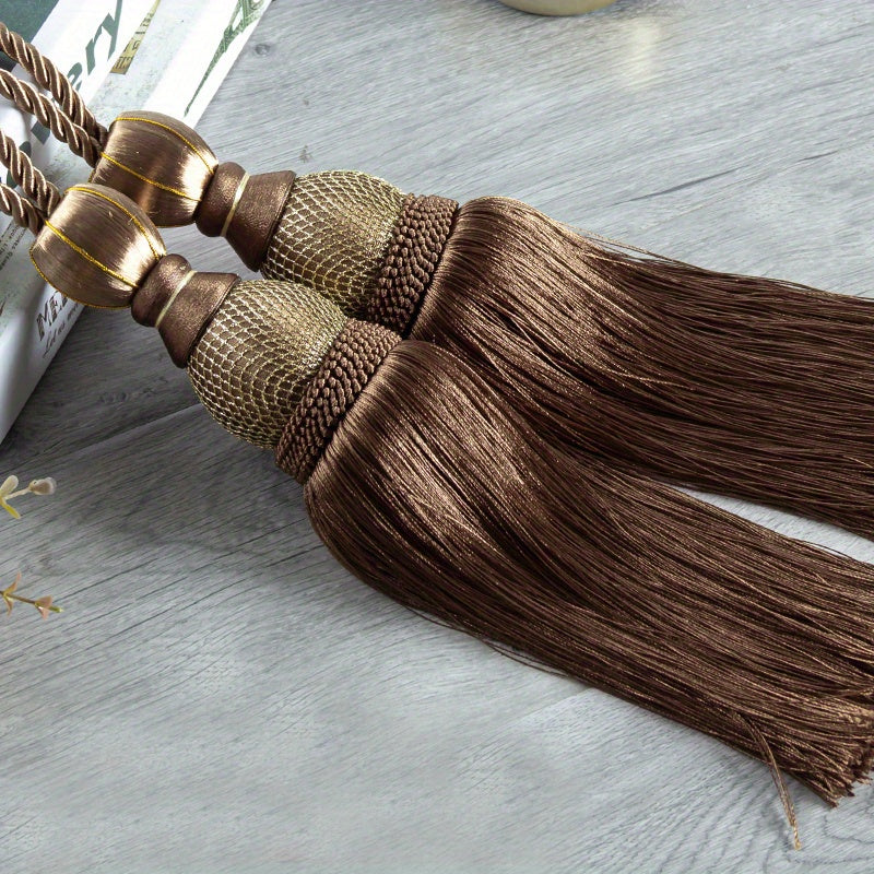Glam Polyester Curtain Tieback with Tassel Hanging Ball Holdback for Living Room Office Decor