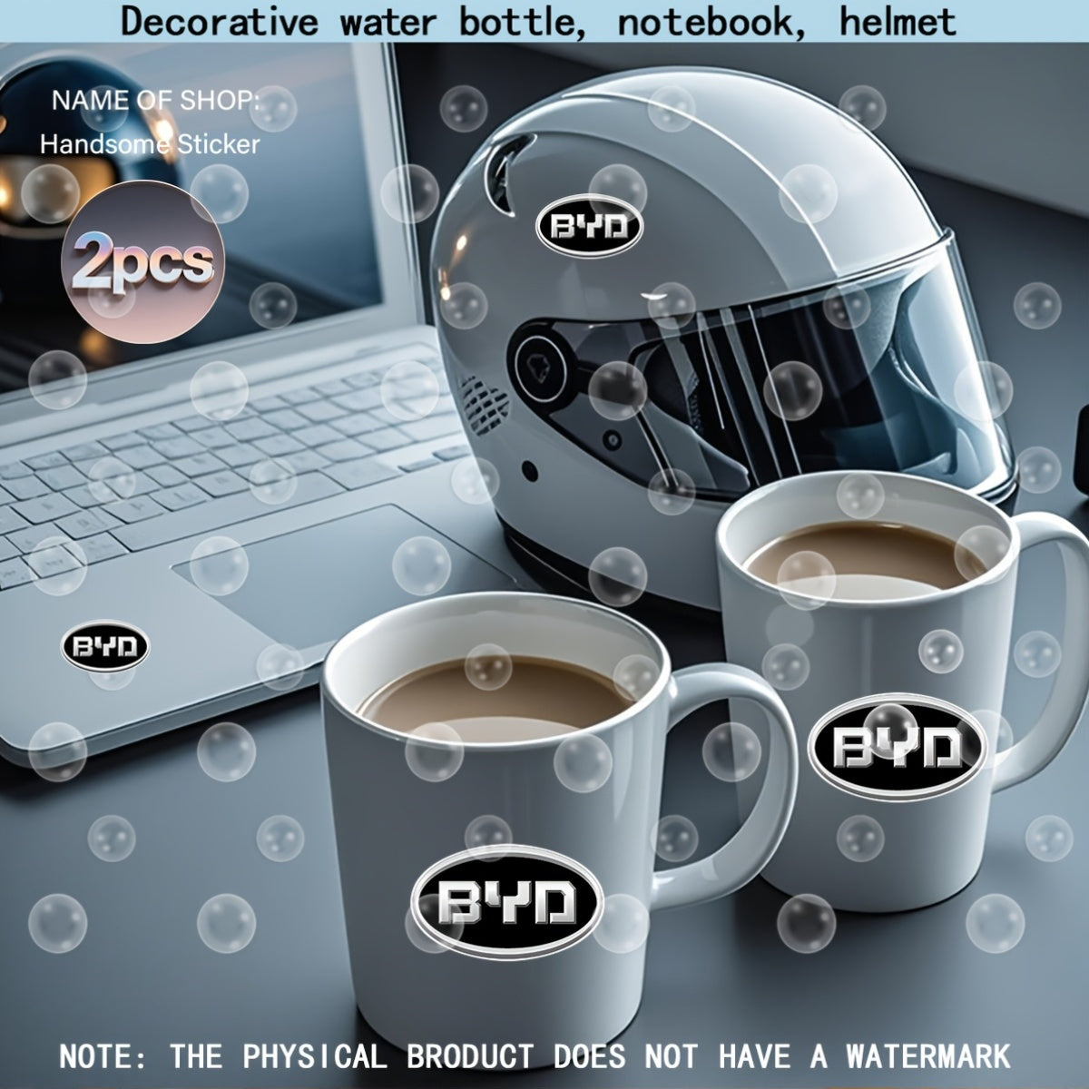 Pack de 2 calcomanías impermeables de vinilo para coche y portátil, pegatinas creativas