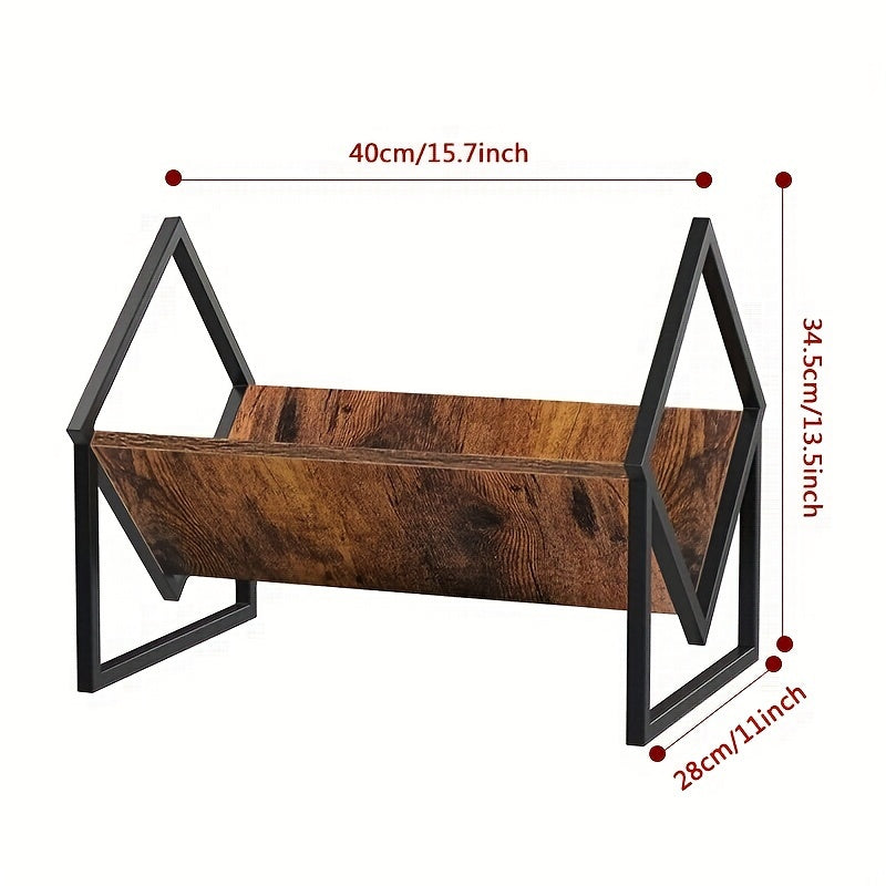 Rustik yog'och va metall vinil rekord saqlash uskunasi, vintage yog'och donasi tuzilishini ko'rsatadigan CD/DVD tashkilotchisi. Uy javonida media ko'rsatish va to'plam uchun mustahkam dizayn.