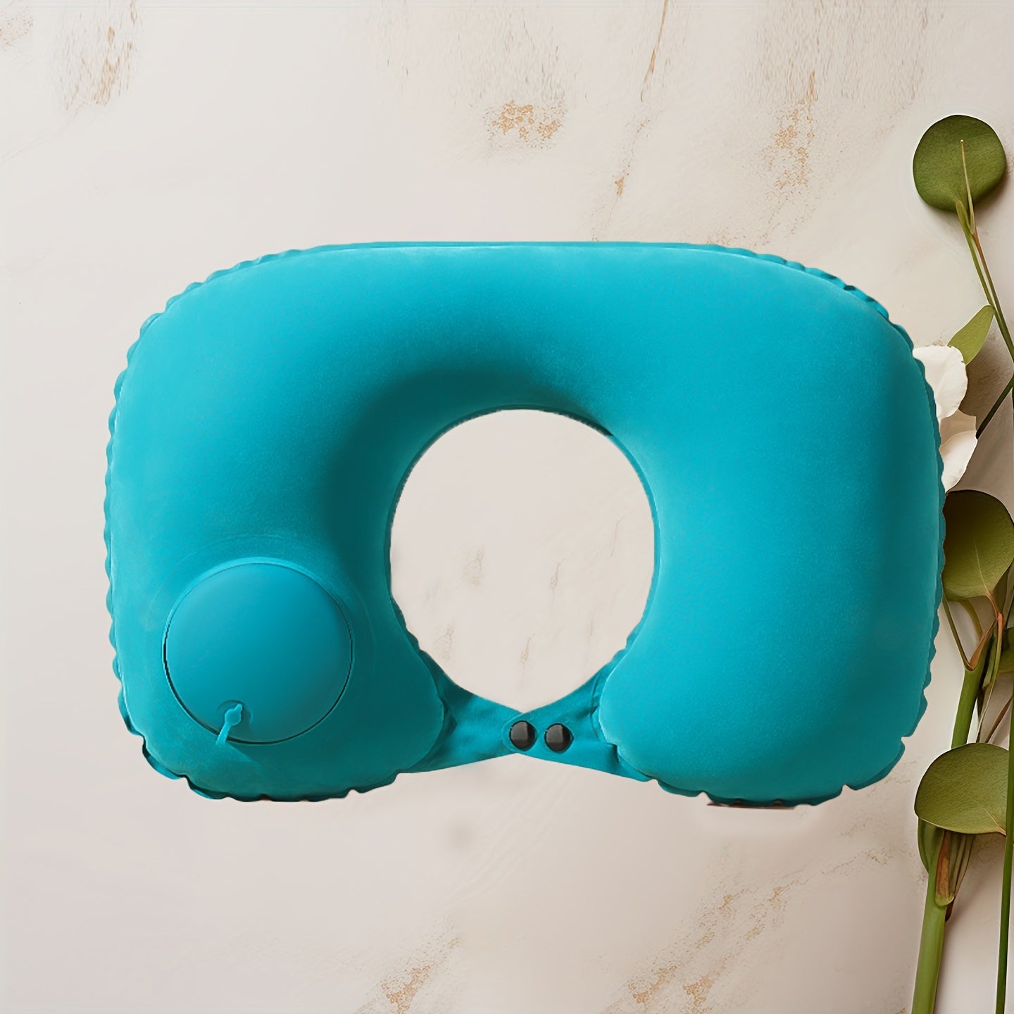 Grey Travel Inflatable U-Shaped Neck Pillow with Adjustable Air Pressure for Travel and Car